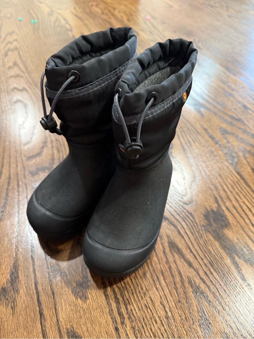 Bogs Kids Black Waterproof Snow Boots with Drawstring